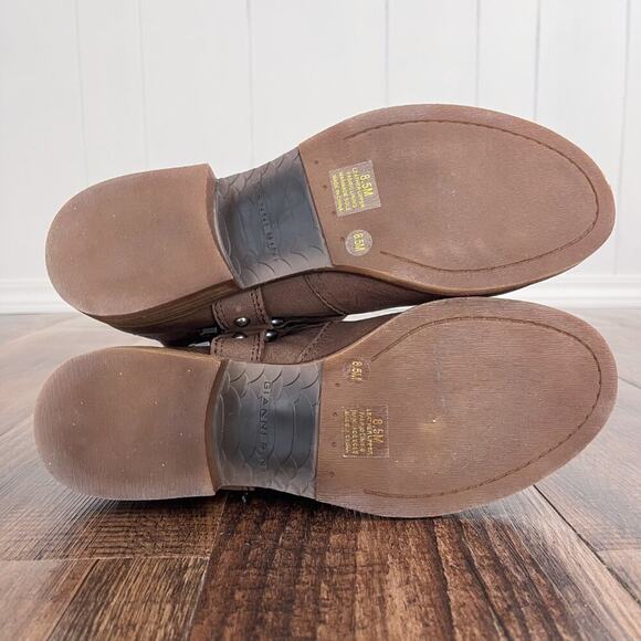 Gianni Bini Leather Moto Engineer Buckle Boot Burnished Pull On Size 8.5 Brown - Picture 9 of 15